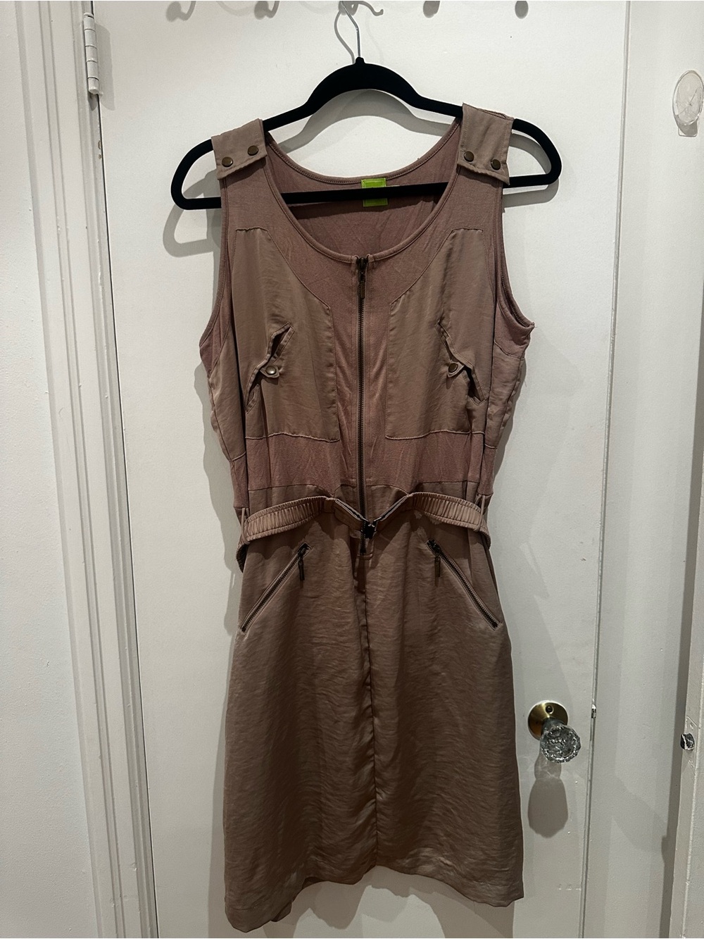 Adam Jacobs Sleeveless Mauve Utility Zip-Front Dress